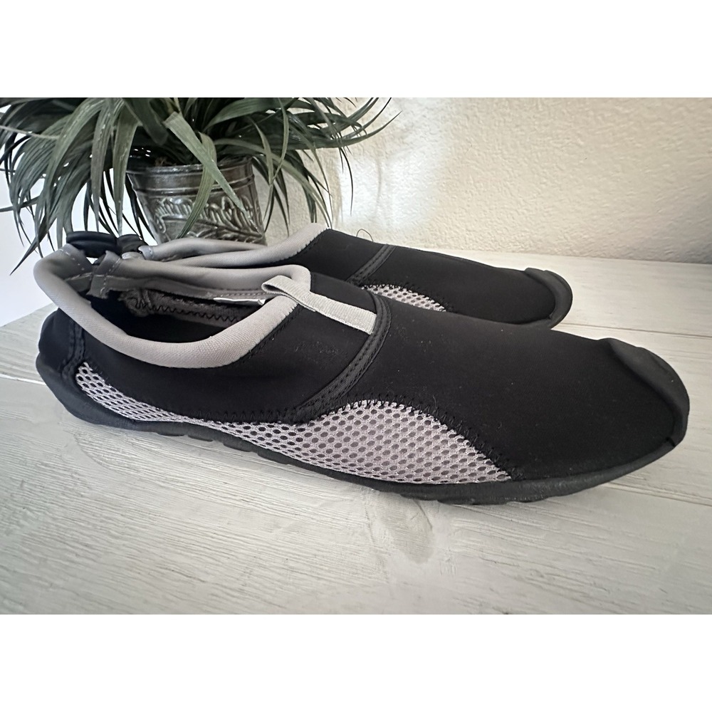 Lands End Slip On Water Shoes Aqua Sox Sock Black Gray Sz L Large Men Sz 9/10 D‎